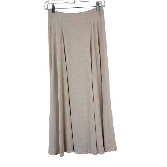 Wilfred Aritzia Small Cream Oatmeal Jersey Knit Front Slit Midi Skirt Basic S - Picture 8 of 10
